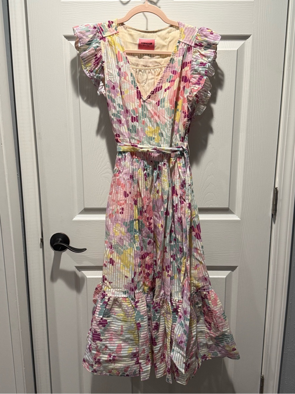 NWOT Kate Spade Floral Pleated Midi Dress in Pink and Yellow - Picture 2 of 3